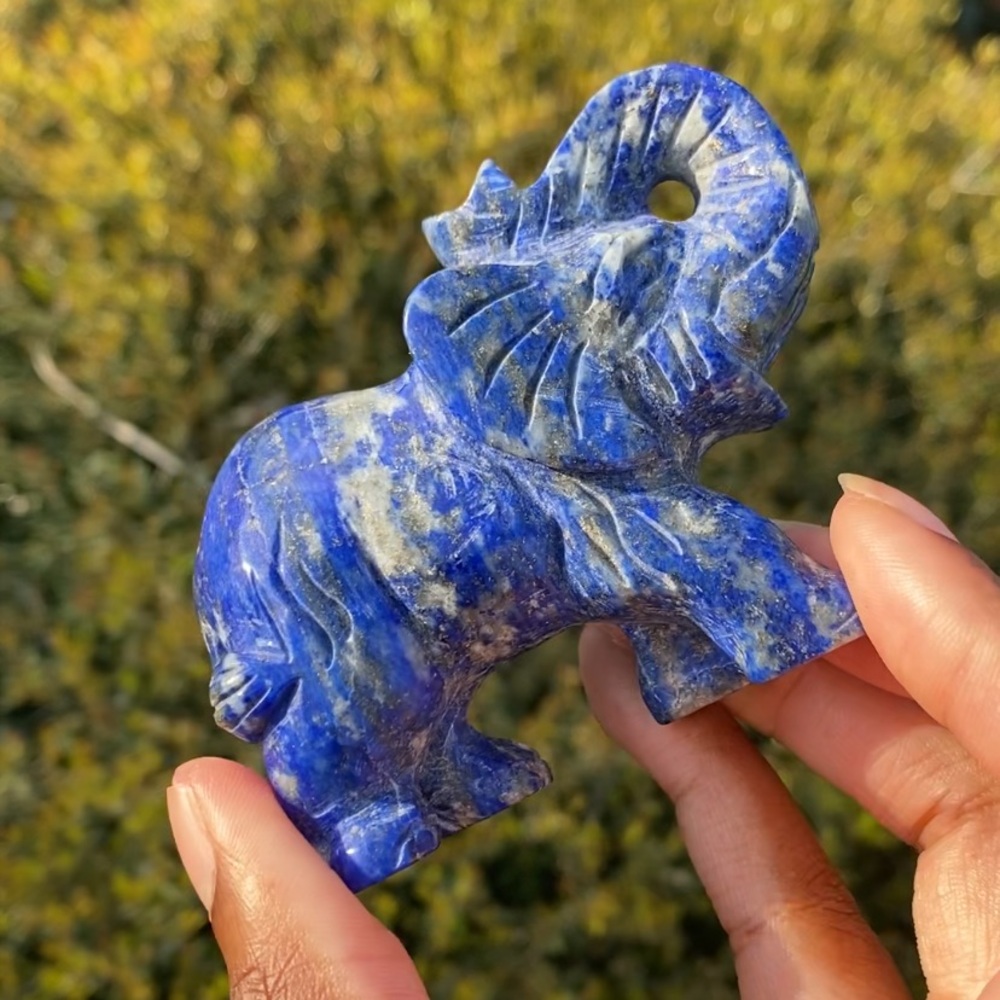 Lapis Lazuli with Pyrite Elephant Carving - Picture 10 of 13